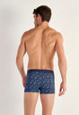 Back view of a men model wearing HO blue print  Boxer Briefs HO1