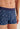 Close-up view of a men model wearing HO blue print  Boxer Briefs HO1