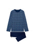 Front cutout view of HO blue print cotton Long Sleepwear