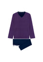 Front cutout view of HO navy print cotton Long Sleepwear