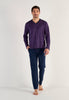 Full-body view of a men model wearing HO navy print cotton Long Sleepwear