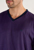 Close-up view of a men model wearing HO navy print cotton Long Sleepwear