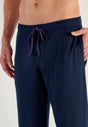 General view of a men model wearing HO navy print cotton Long Sleepwear