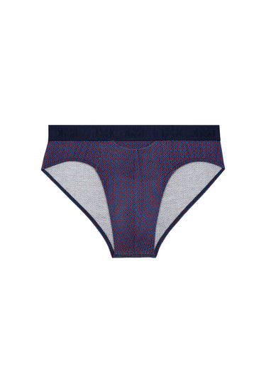 Front cutout view of HO navy print modal/viscose/tencel Briefs HO1
