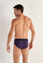 Back view of a men model wearing HO navy print modal/viscose/tencel Briefs HO1