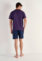 General view of a men model wearing HO navy print cotton Short Sleepwear