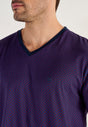 Close-up view of a men model wearing HO navy print cotton Short Sleepwear