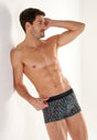 Front view of a men model wearing HO multico print  Trunk