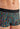 Close-up view of a men model wearing HO multico print  Trunk