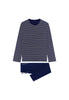 Front cutout view of HO black/white stripes cotton Long Sleepwear