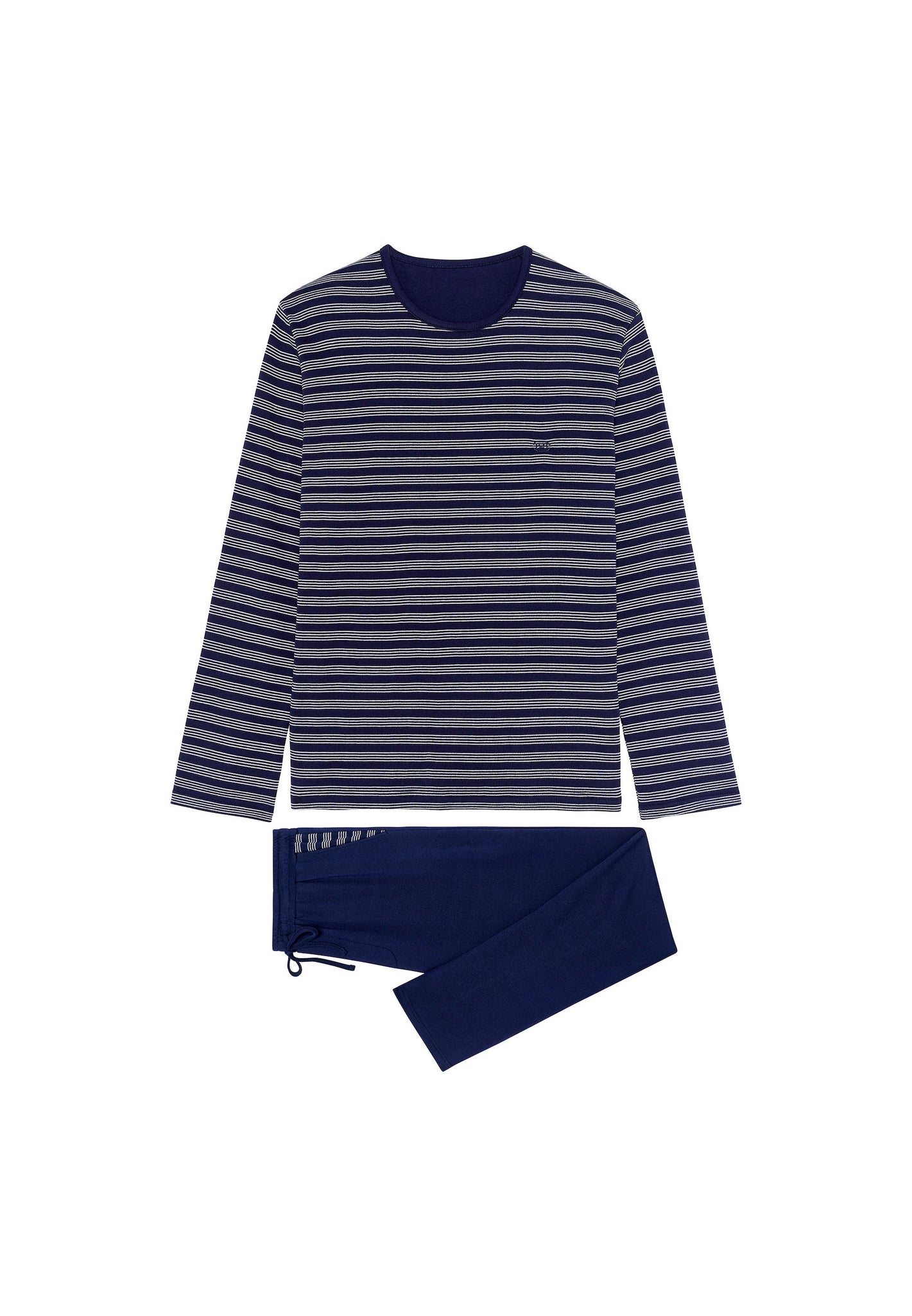 Front cutout view of HO black/white stripes cotton Long Sleepwear