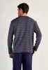 Back view of a men model wearing HO black/white stripes cotton Long Sleepwear