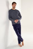Full-body view of a men model wearing HO black/white stripes cotton Long Sleepwear