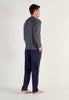General view of a men model wearing HO black/white stripes cotton Long Sleepwear