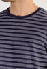 Close-up view of a men model wearing HO black/white stripes cotton Long Sleepwear