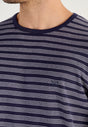 Close-up view of a men model wearing HO black/white stripes cotton Long Sleepwear