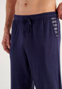General view of a men model wearing HO black/white stripes cotton Long Sleepwear