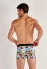 Back view of a men model wearing HO multico print  Boxer Briefs