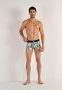 Full-body view of a men model wearing HO multico print  Boxer Briefs