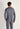 Back view of a men model wearing HO grey print cotton Long Sleepwear