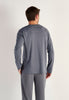 Back view of a men model wearing HO grey print cotton Long Sleepwear