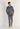 Full-body view of a men model wearing HO grey print cotton Long Sleepwear