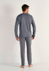 General view of a men model wearing HO grey print cotton Long Sleepwear