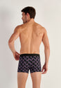 Back view of a men model wearing HO black print modal/viscose/tencel Boxer Briefs