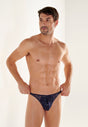 Front view of a men model wearing HO navy  G-String