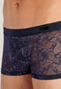 Close-up view of a men model wearing HO navy  Trunk