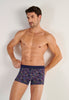 Front view of a men model wearing HO navy print  Boxer Briefs