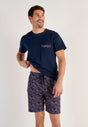 Front view of a men model wearing HO multico print cotton Short Sleepwear