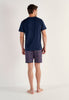 General view of a men model wearing HO multico print cotton Short Sleepwear