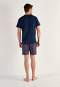 General view of a men model wearing HO multico print cotton Short Sleepwear