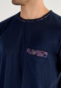 Close-up view of a men model wearing HO multico print cotton Short Sleepwear