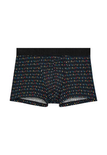 Front cutout view of HO black print modal/viscose/tencel Boxer Briefs HO1