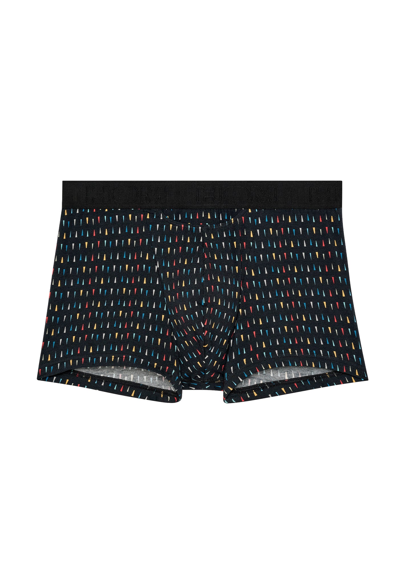 Front cutout view of HO black print modal/viscose/tencel Boxer Briefs HO1