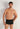 Front view of a men model wearing HO black print modal/viscose/tencel Boxer Briefs HO1