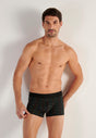 Front view of a men model wearing HO black print modal/viscose/tencel Boxer Briefs HO1