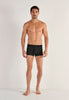 Full-body view of a men model wearing HO black print modal/viscose/tencel Boxer Briefs HO1