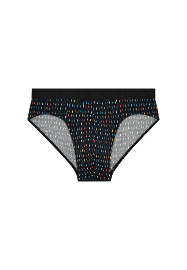 Front cutout view of HO black print modal/viscose/tencel Briefs HO1