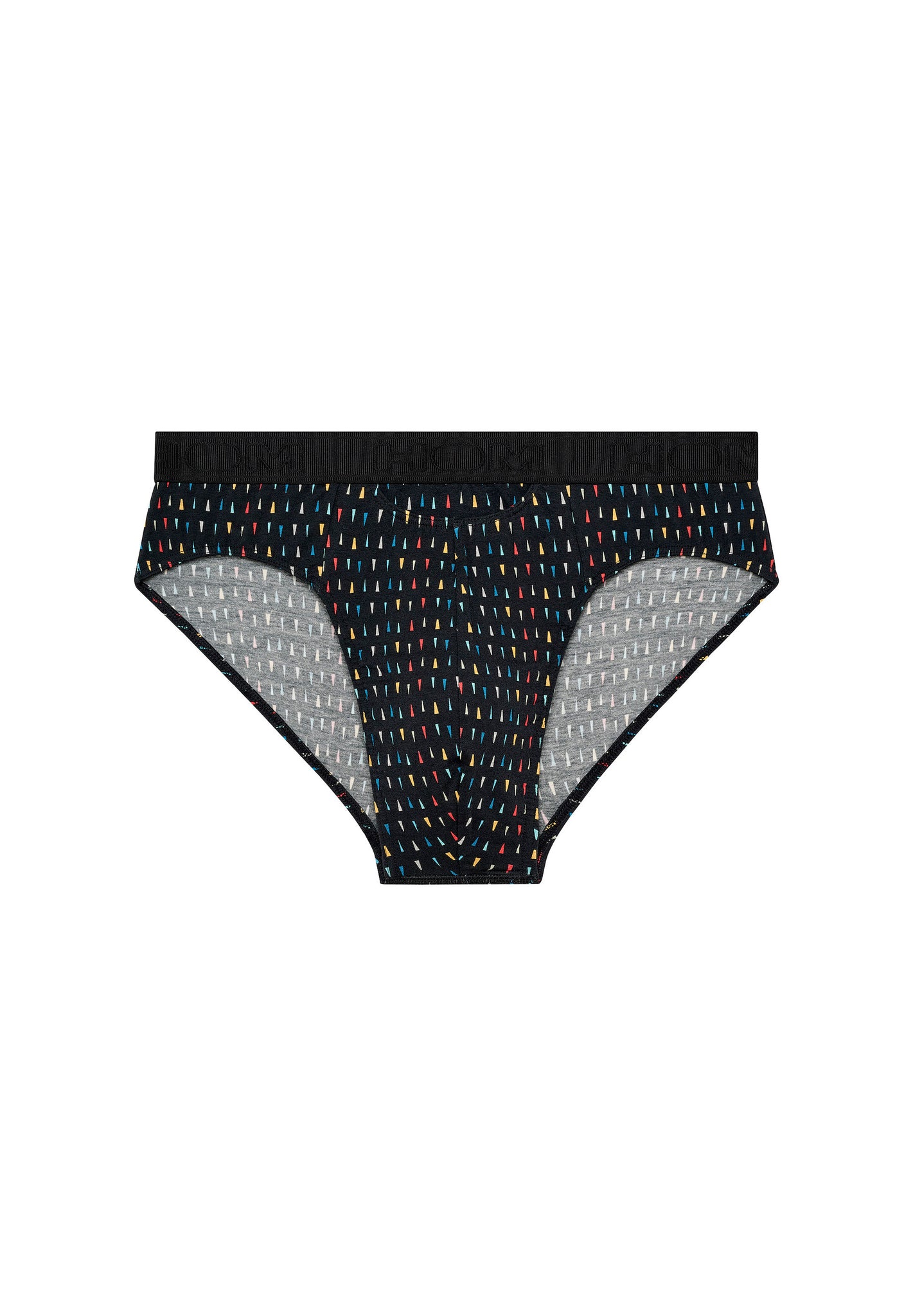 Front cutout view of HO black print modal/viscose/tencel Briefs HO1