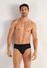 Front view of a men model wearing HO black print modal/viscose/tencel Briefs HO1