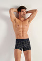 Front view of a men model wearing HO navy check modal/viscose/tencel Boxer Briefs
