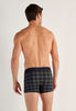Back view of a men model wearing HO navy check modal/viscose/tencel Boxer Briefs
