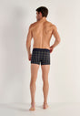 General view of a men model wearing HO navy check modal/viscose/tencel Boxer Briefs