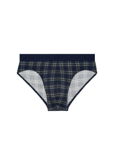 Front cutout view of HO navy check modal/viscose/tencel Mini Briefs