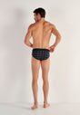General view of a men model wearing HO navy check modal/viscose/tencel Mini Briefs