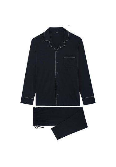 Front cutout view of HO navy cotton Long Sleepwear