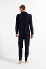 General view of a men model wearing HO navy cotton Long Sleepwear